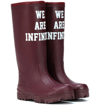 Shop Undercover Printed Rubber Boots In Red