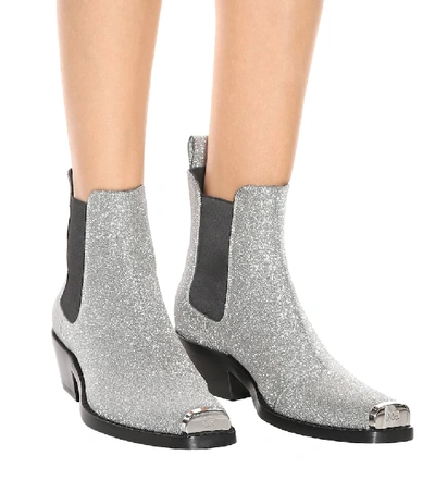 Shop Calvin Klein 205w39nyc Western Claire Ankle Boots In Silver