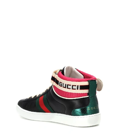 Shop Gucci Leather High-top Sneakers In Black