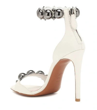 Shop Alaïa Bombe Embellished Leather Sandals In White