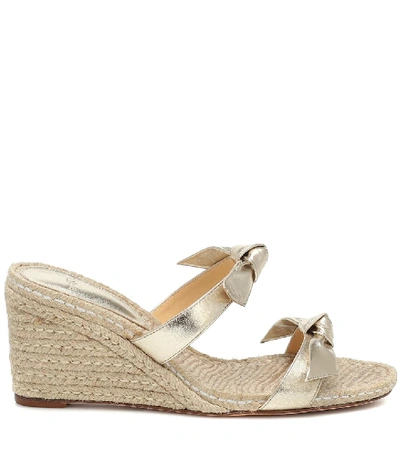 Shop Alexandre Birman Clarita Leather Wedge Espadrille Sandals In Gold