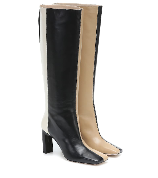 designer leather knee high boots