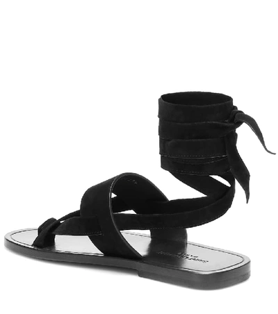 Shop Saint Laurent Culver Suede Sandals In Black