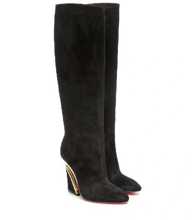 Shop Christian Louboutin Levibotta Suede Knee-high Boots In Black