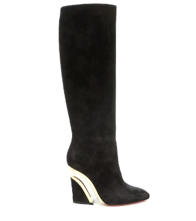 Shop Christian Louboutin Levibotta Suede Knee-high Boots In Black