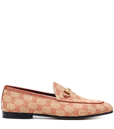 Shop Gucci Jordaan Gg Canvas Loafers In Beige