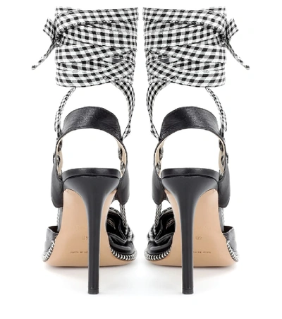 Shop Altuzarra Leather And Gingham Lace-up D'orsay Pumps In Black