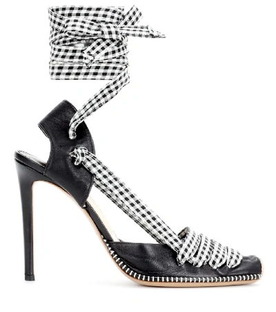 Shop Altuzarra Leather And Gingham Lace-up D'orsay Pumps In Black
