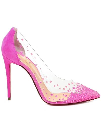Shop Christian Louboutin Degrastrass 100 Suede And Pvc Pumps In Pink