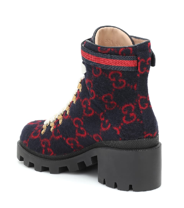 gucci trip gg wool ankle boots women