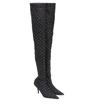 Shop Balenciaga Knife Embellished Over-the-knee Boots In Black