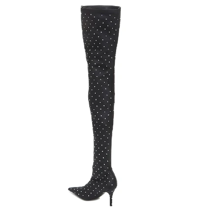 Shop Balenciaga Knife Embellished Over-the-knee Boots In Black