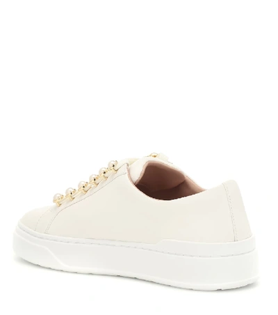 Shop Stuart Weitzman Excelsa Leather Sneakers In White