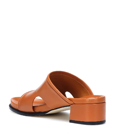 Shop Loewe Leather Mules In Brown