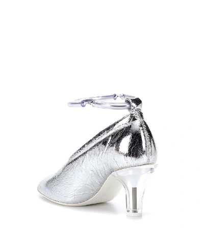 Shop Jil Sander Metallic Leather Pumps In Silver