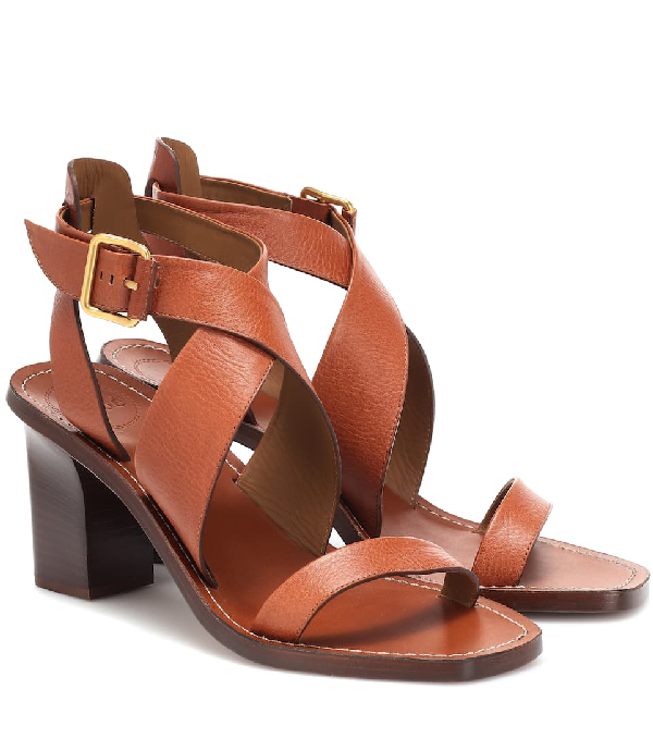 chloé virginia leather flat sandals