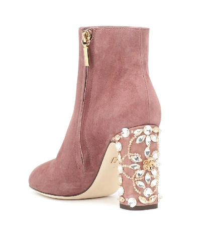 Shop Dolce & Gabbana Vally Suede Ankle Boots In Pink