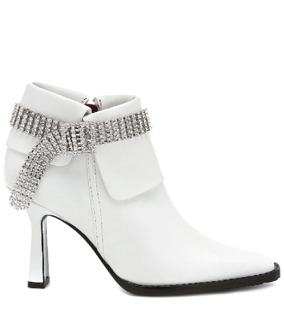 Shop Sies Marjan Niki Embellished Leather Ankle Boots In White