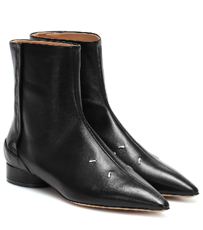 Shop Maison Margiela Leather Ankle Boots In Black