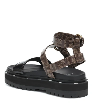 Shop Fendi Coated-canvas And Neoprene Platform Sandals In Brown