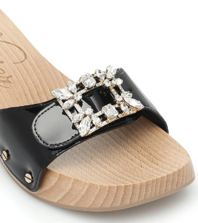 Shop Roger Vivier Viv' Clogs Patent Leather Sandals In Black