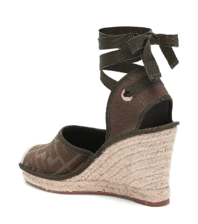 Shop Fendi Roma Wedge Espadrilles In Brown