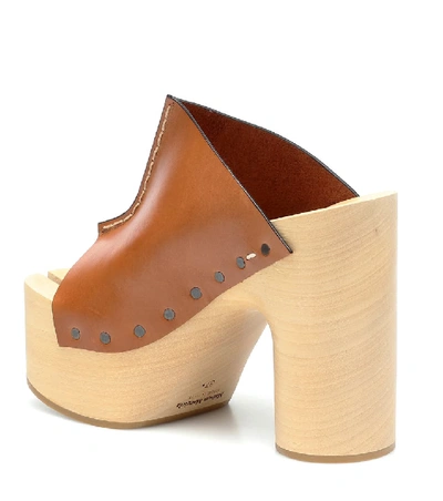 Shop Maison Margiela Tabi Leather Platform Sandals In Brown