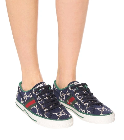 Shop Gucci Tennis 1977 Canvas Sneakers In Blue