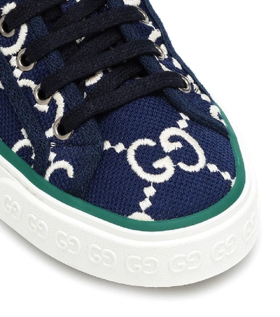 Shop Gucci Tennis 1977 Canvas Sneakers In Blue