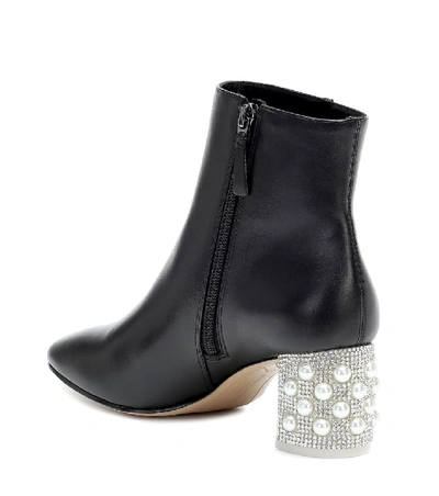 Shop Sophia Webster Toni Embellished Leather Ankle Boot In Black