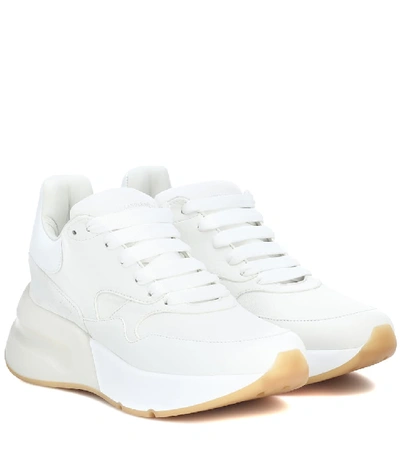 Shop Alexander Mcqueen Leather And Fabric Sneakers In White
