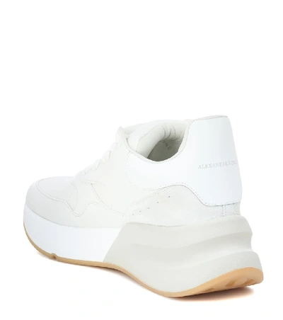 Shop Alexander Mcqueen Leather And Fabric Sneakers In White