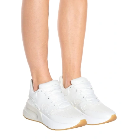 Shop Alexander Mcqueen Leather And Fabric Sneakers In White