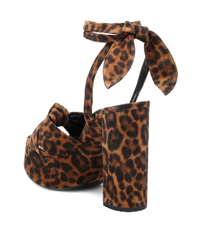 Shop Saint Laurent Bianca Leopard-print Suede Platform Sandals In Brown