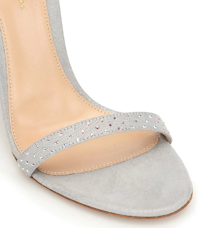 Shop Gianvito Rossi Portofino 105 Suede Sandals In Silver