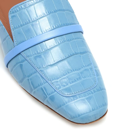 Shop Malone Souliers Jada Croc-effect Leather Slippers In Blue
