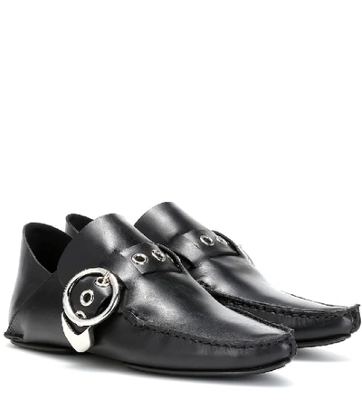 Shop Loewe Leather Loafers In Black