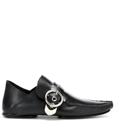 Shop Loewe Leather Loafers In Black