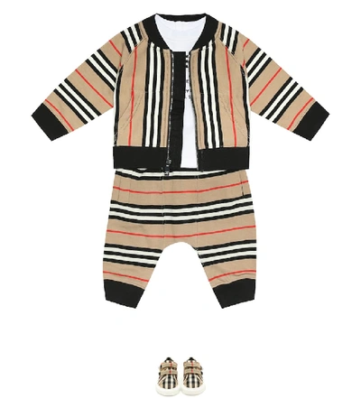 Shop Burberry Baby Lance Cotton Track Jacket In Beige