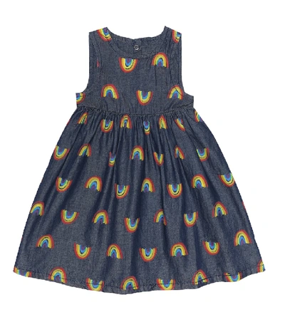 Shop Stella Mccartney Baby Printed Cotton-chambray Dress In Blue