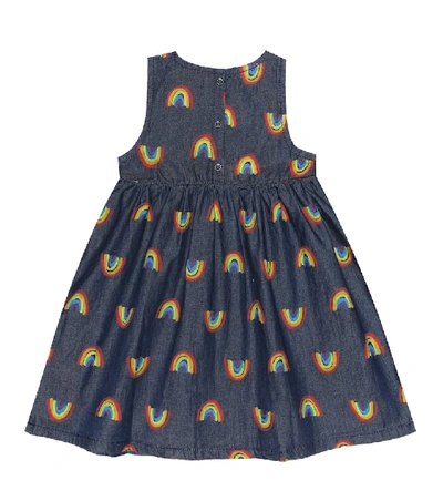 Shop Stella Mccartney Baby Printed Cotton-chambray Dress In Blue