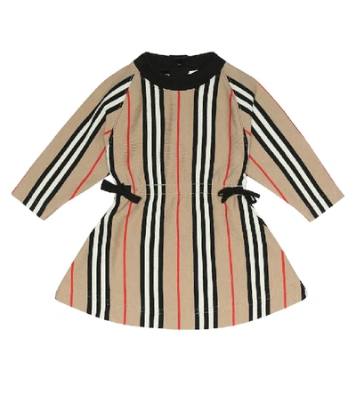 Shop Burberry Baby Chiara Icon Stripe Cotton Dress In Beige