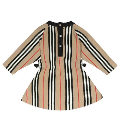 Shop Burberry Baby Chiara Icon Stripe Cotton Dress In Beige