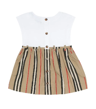 Shop Burberry Baby Ramona Icon Stripe Cotton Dress In Multicoloured