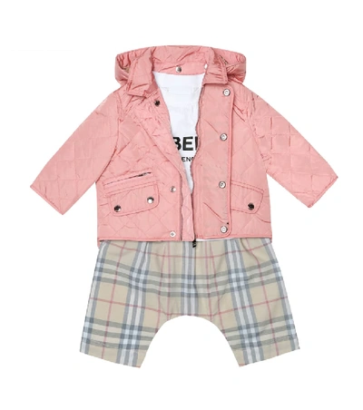 Shop Burberry Baby Lucca Quilted Jacket In Pink