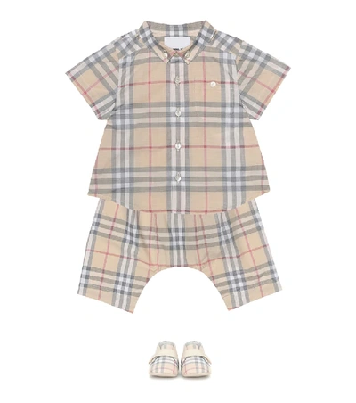 Shop Burberry Baby Vintage Check Cotton Shirt In Beige