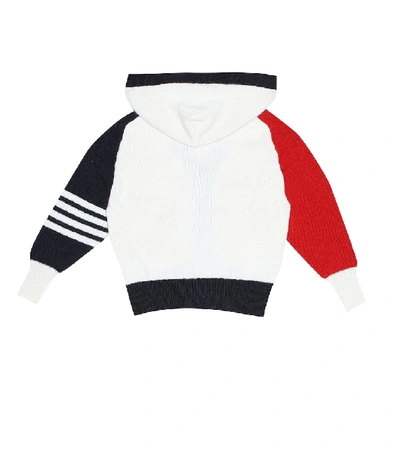 Shop Thom Browne Baby Hooded Cashmere Cardigan In White