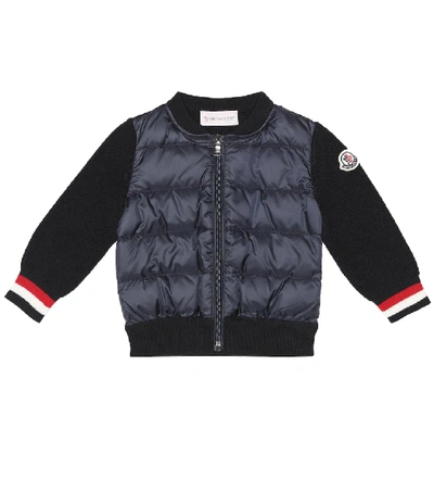 Shop Moncler Baby Down And Wool-blend Jacket In Blue