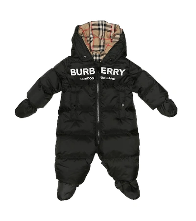 Shop Burberry Baby Down Onesie In Black