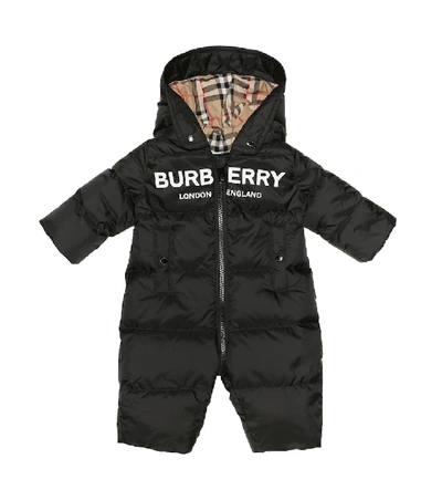 Shop Burberry Baby Down Onesie In Black